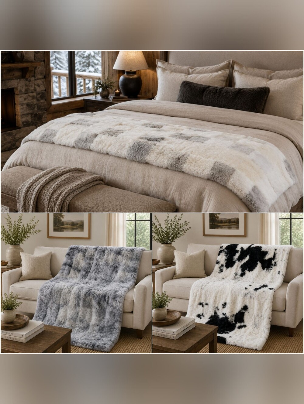Genuine Icelandic Lambskin Blankets - Shorn Wool - Plush COZY Throw or Area Rug